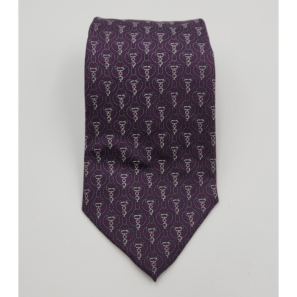 Bert Pulitzer Neck Tie Men One Size Purple Printed 100% Silk Business Casual
